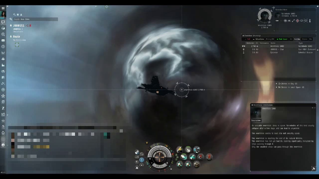 Wormhole to Nullsec collapse - J-space view