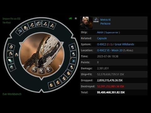 [EVE ONLINE / AMC] 07 JUL 2023 Killed Aeon in Great Wildland (Super carrier)
