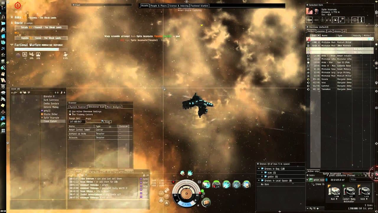 Eve Online: Thorax vs 2x AC Thrasher + Coercer
