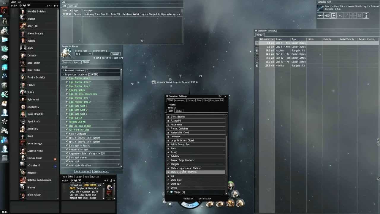 EVE 101, overview settings