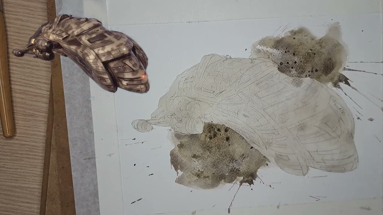 Eve Online Art - painting the Cynabal - full process, real time 2 hours