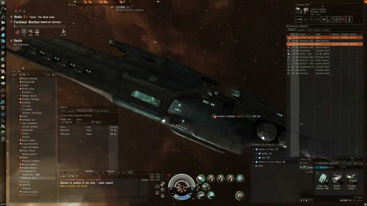 Eve Online: Sentinel vs 2x Algos - fun in huola