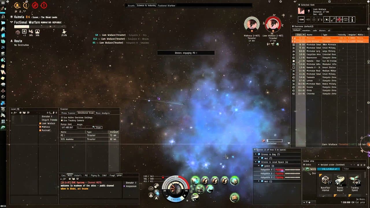 Eve Online: Sentinel vs 2x Thrasher