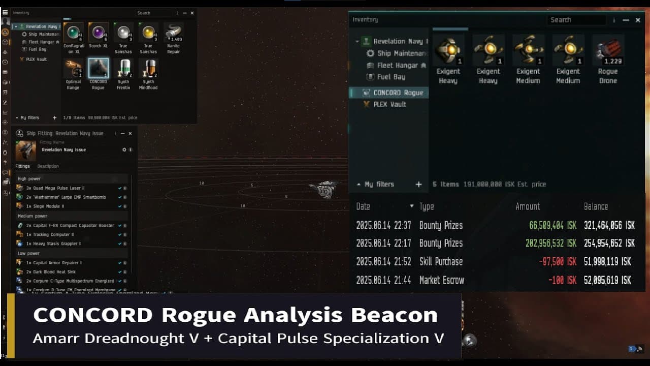 [EVE Online] Running CONCORD Rogue Analysis Beacon in Revelation Navy Issue