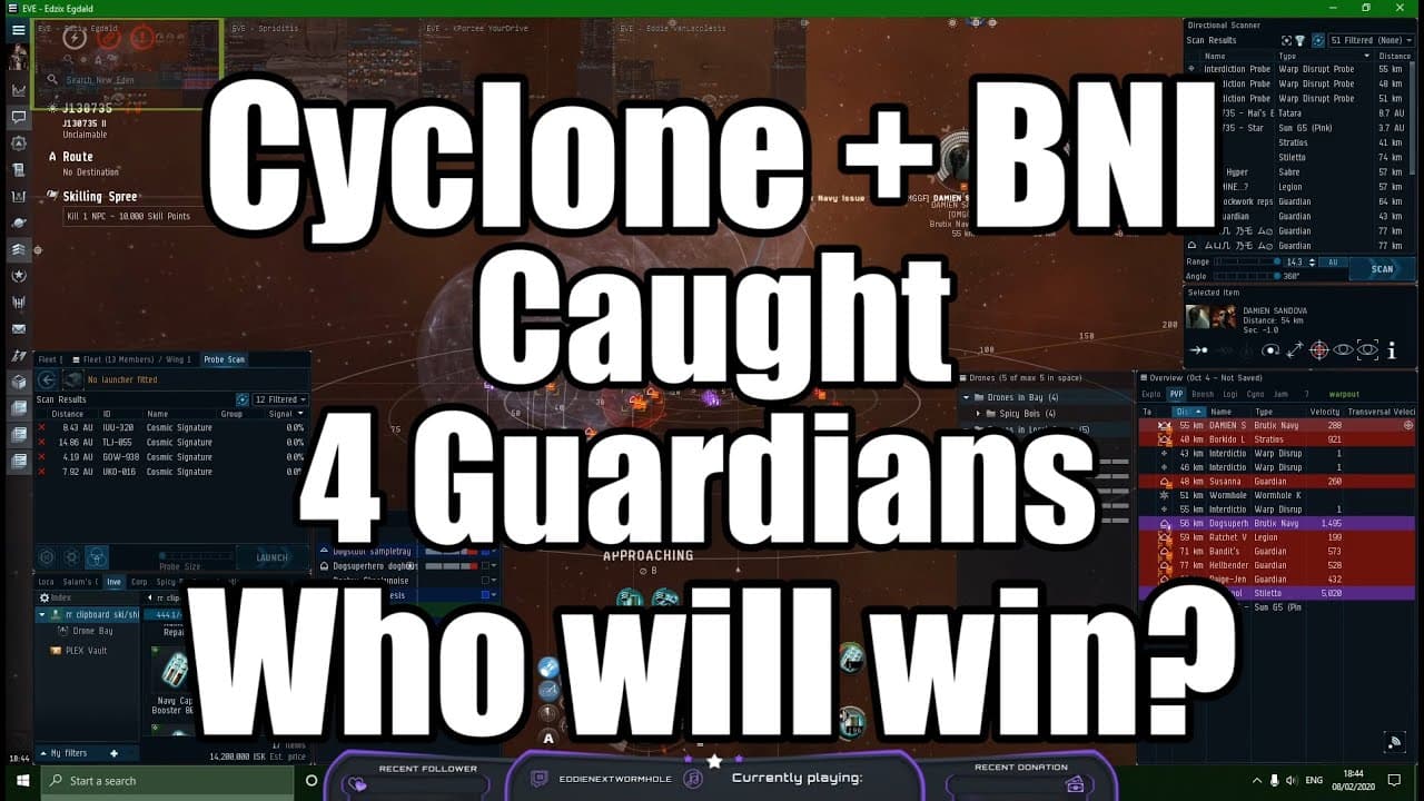 BNI and Cyclone tackled 4 Guardians - EVE Online, Stranger Danger, Wormhole PVP