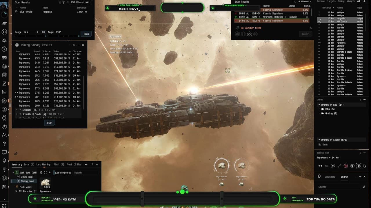 Eve Online - High Sec Mining - Johnny Riker Live Stream