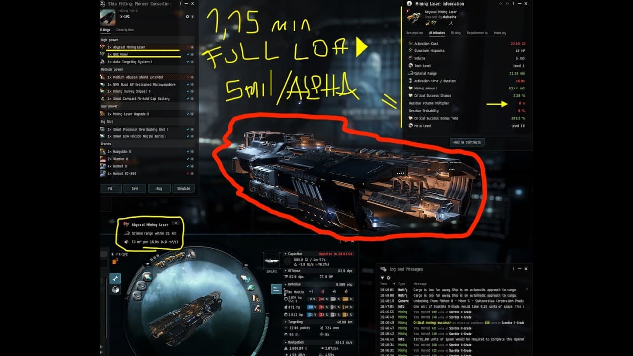 Pioneer CI Abyssal ALPHA - Full LOAD 1.15min - 4sq3/s ORE MINER