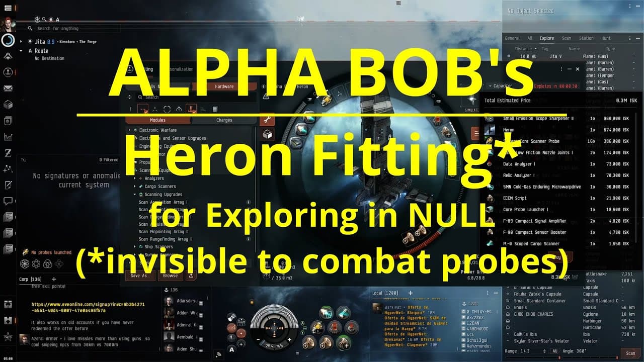 EVE ONLINE - Heron Fitting for Exploring in NULL (*invisible to combat probes)*virtually