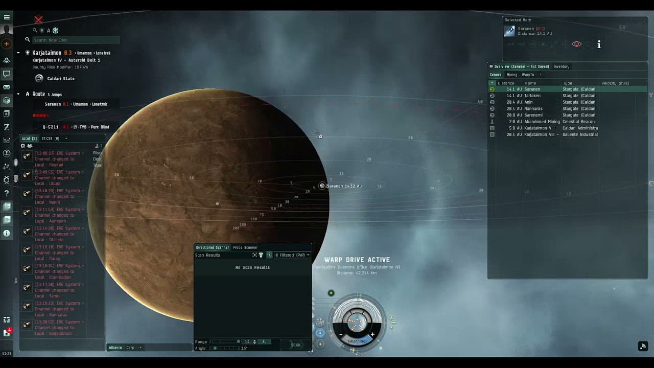 Travelling through Nullsec Safely (Shuttle) - SkippTekk - Eve Online - October 2021
