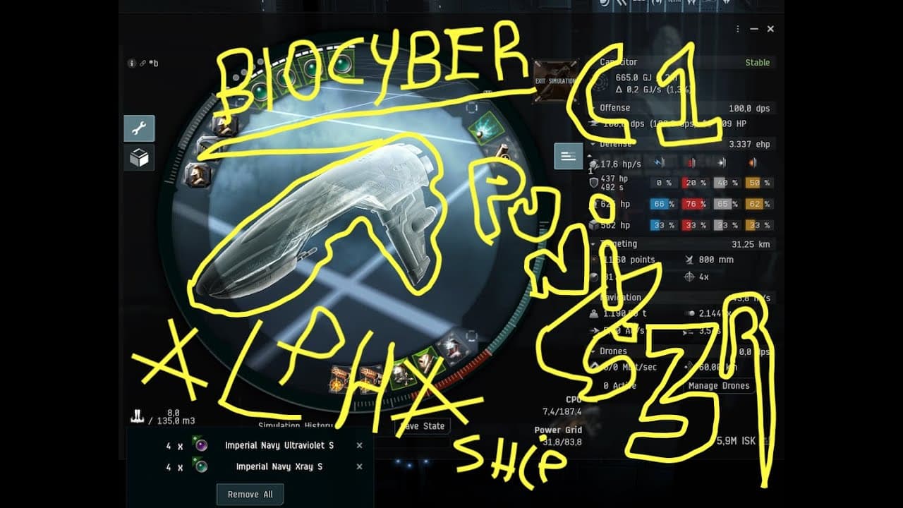 EVE ONLINE FREE - Alpha Punisher - CRIMSON BioCyber C1 by Queotz - 1.6Mil run - Alpha Friendly ship!