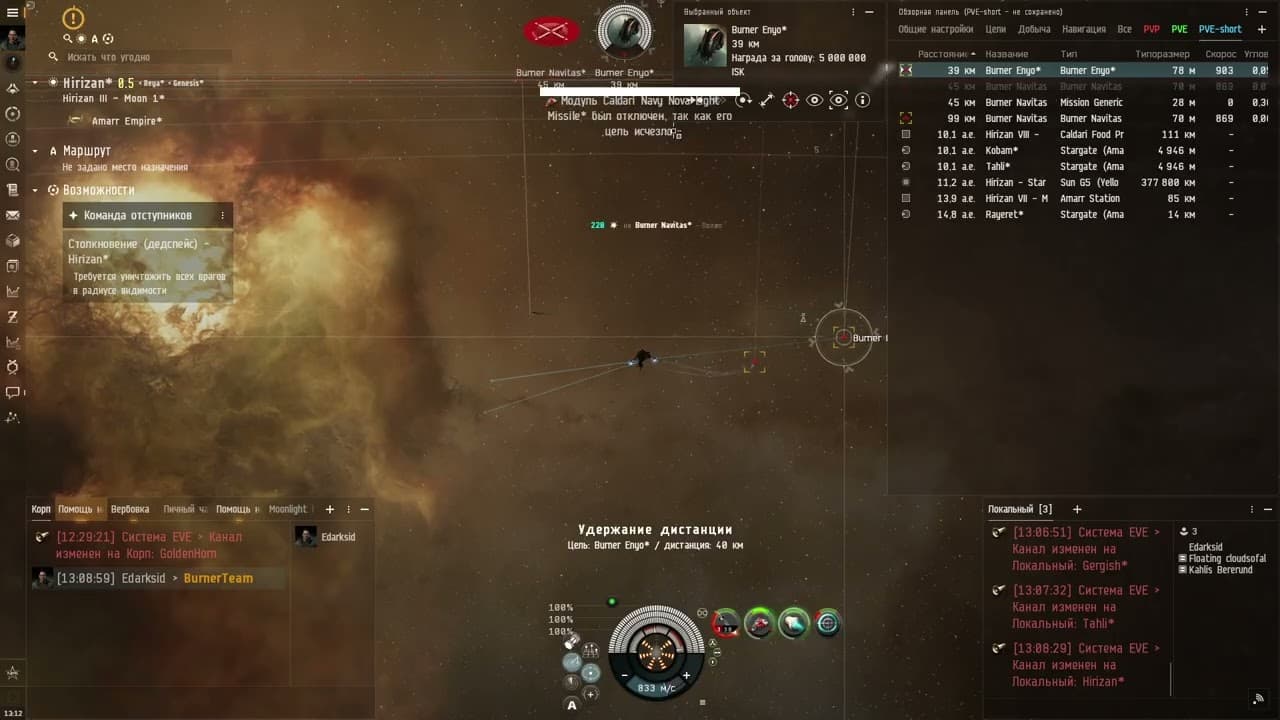 Команда отступников Anomic Team Burner Enyo на Caldari Navy Hookbill
