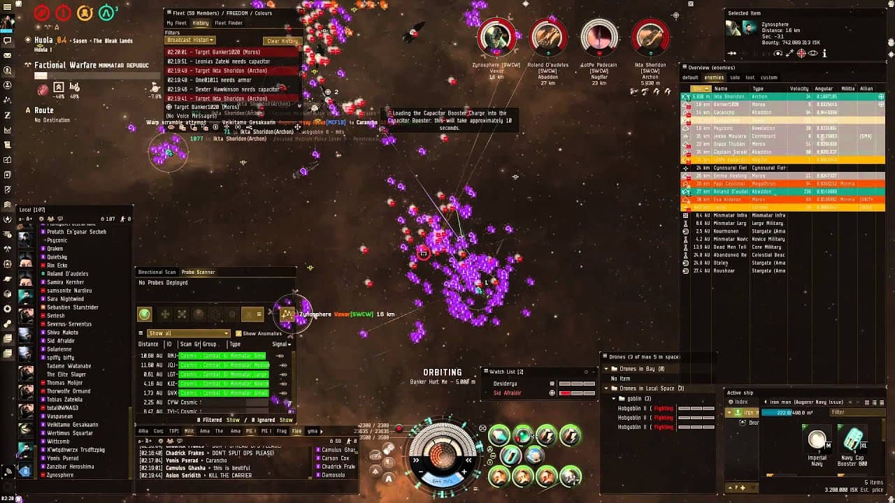 Eve Online: Battle at the Huola Customs Office - raw footage with coms