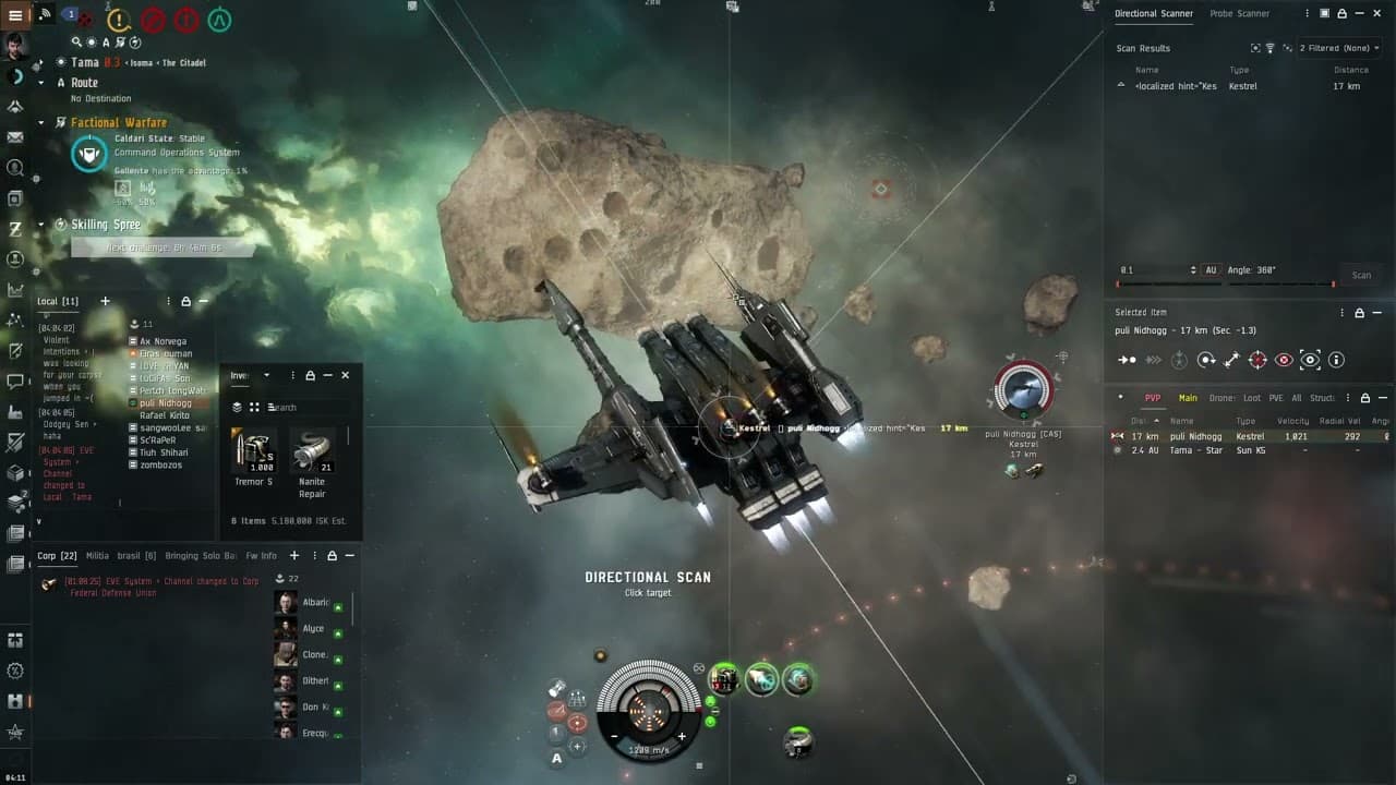 EvE Arty Rifter vs Rocket Kestrel Loose