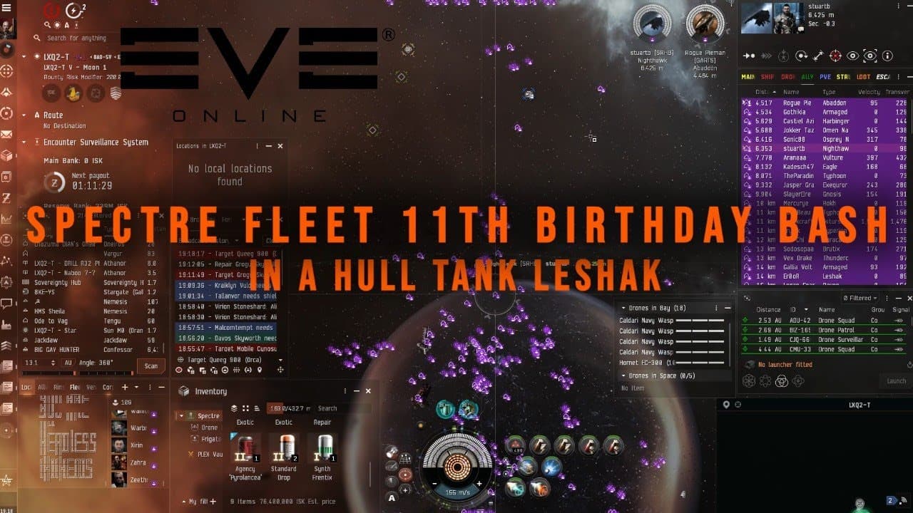 Eve Online - Hull Tank Leshak PvP - Massive Brawl for Spectre Fleet's 11th Birthday