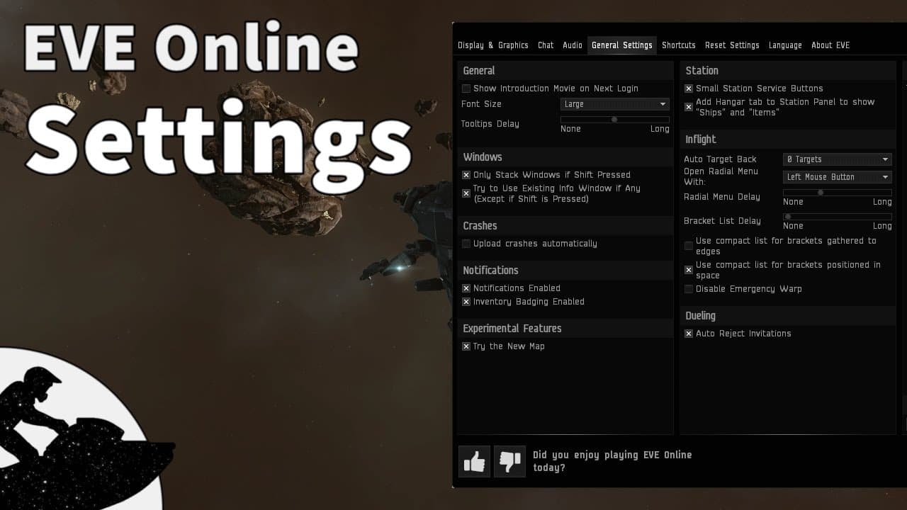 EVE Online Settings. Recommended Options