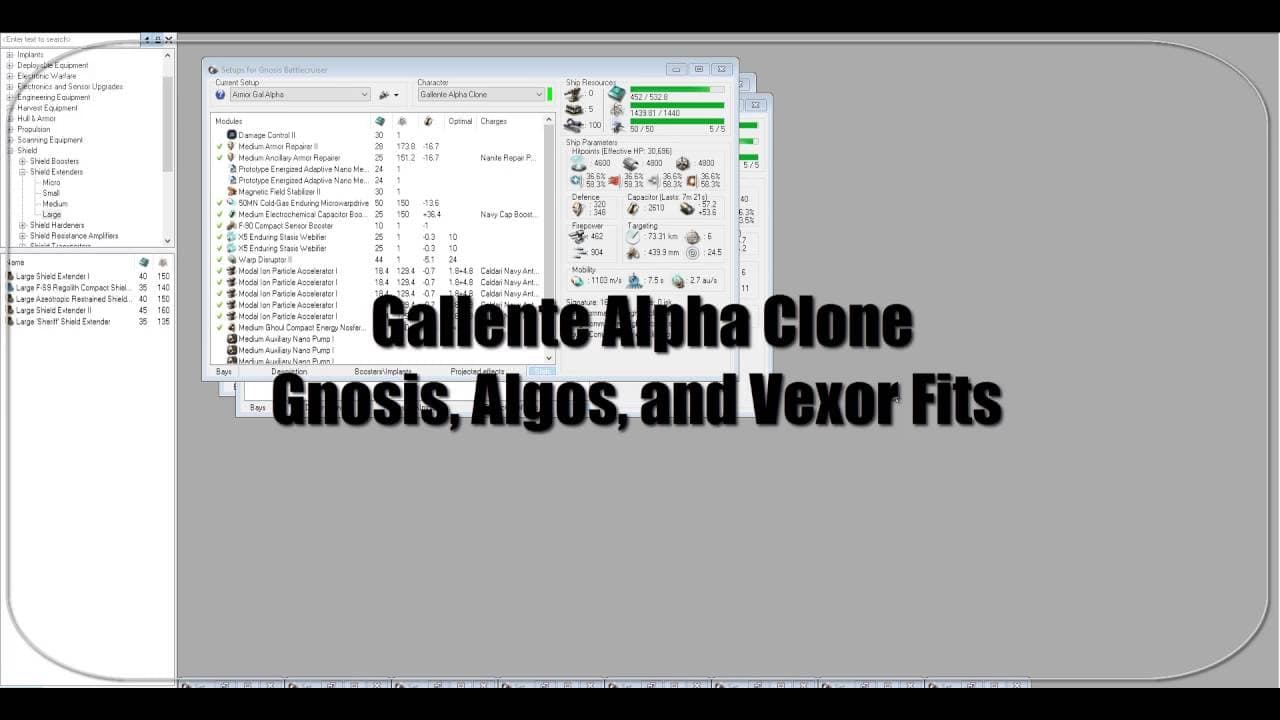 Gallente Alpha Clone Gnosis, Vexor, and Algos PVP Fittings
