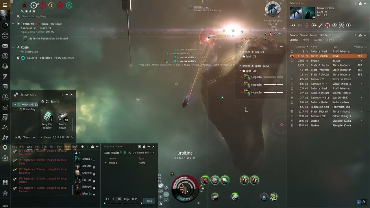 EVE Online pvp Damavik vs Hawk