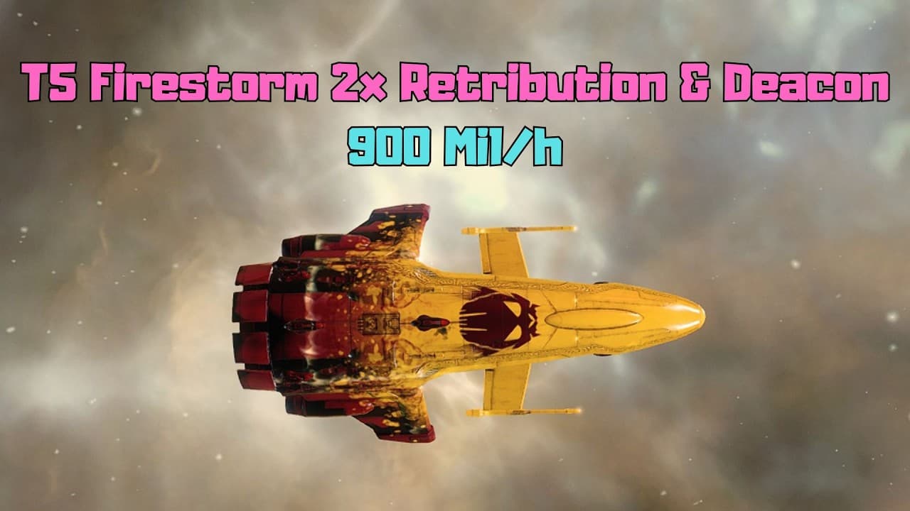 EVE Online T5 Firestorms in 2x Retribution & Deacon - 900 mil/h