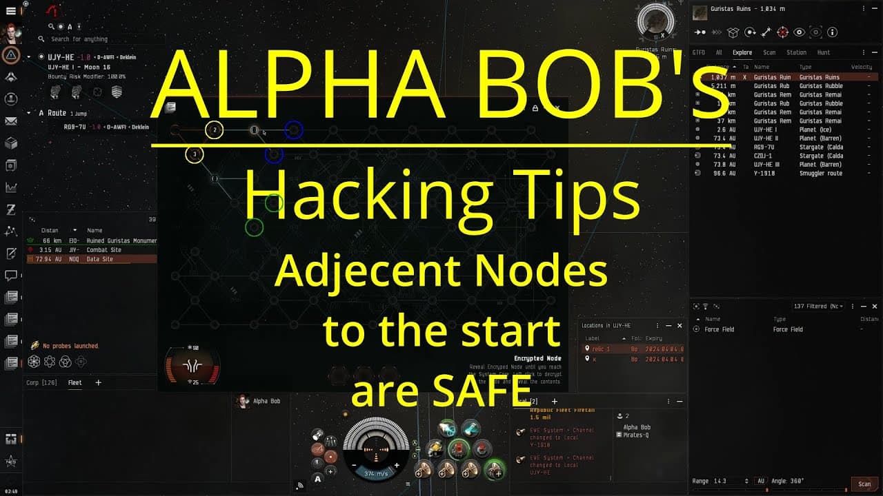 EVE ONLINE - Alpha Bob's Hacking Tips #3 - Adjacent nodes to the start are SAFE.