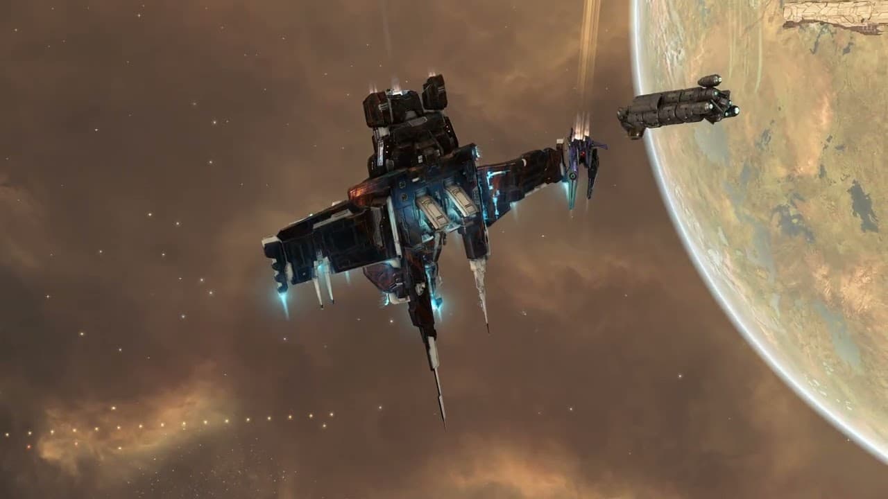 Eve Online Golem flying around in BASTION MODE GLITCH!