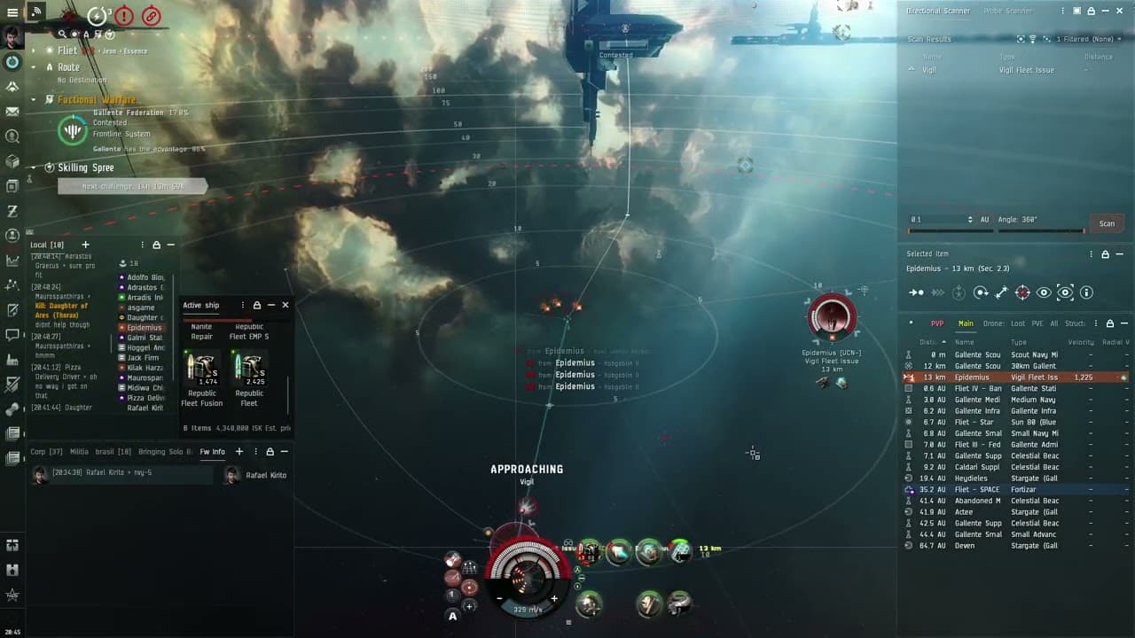 EvE Dual Rep Rifter vs Vigil Fleet Issue